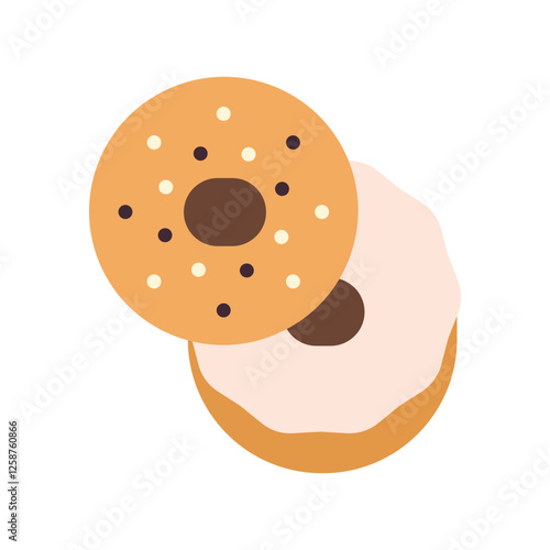 Freshly Baked Delicious Bagel – Vector Illustration of Traditional Breakfast Pastry