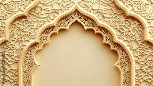 Gold and white archway with intricate designs