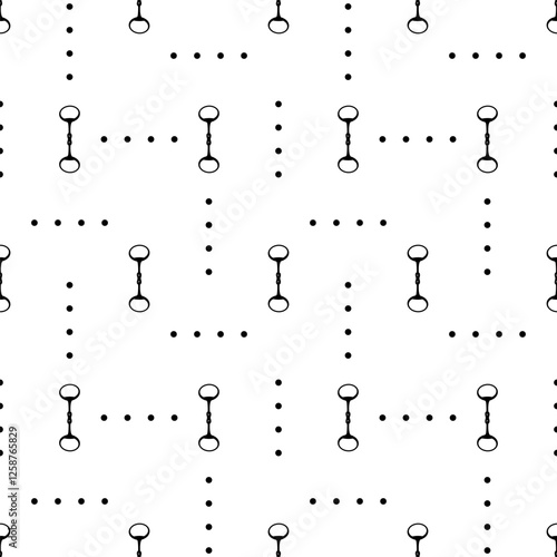 Horse bits and dots, seamless, vector pattern