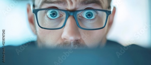 man Wearing Glasses Looking Intensely at Computer