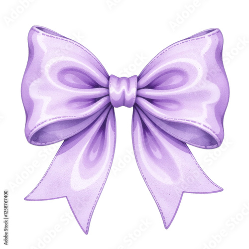 A watercolor illustration of a large purple bow, isolated on a cut out background.