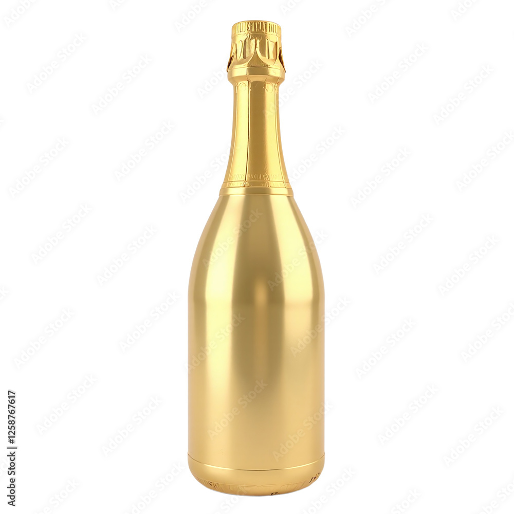 Image of a gold champagne bottle against a cut out background. Image of a gold champagne bottle against a cut out background.
