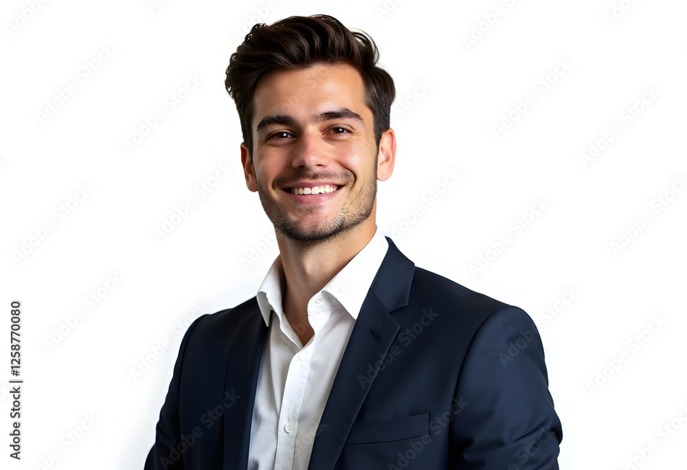 Confident Young Businessman in a Formal Suit with a Professional Smile Confident Young Businessman in a Formal Suit with a Professional Smile