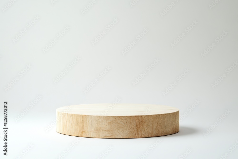 Wooden Podium Stand for Cosmetics and Products Display on White Background, Product Presentation Wooden Podium Stand for Cosmetics and Products Display on White Background, Product Presentation