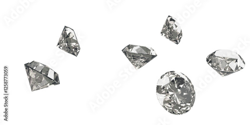 The pile of diamonds Illustration. 3d rendering.	