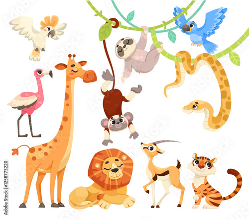 Tropical Animal and Wild African Fauna Vector Set