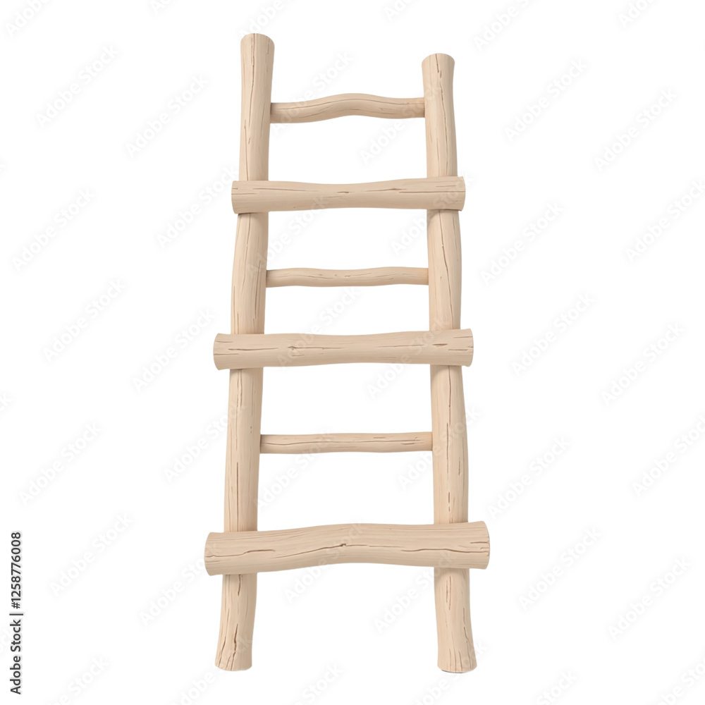 A simple wooden ladder, cut out against a white background. A simple wooden ladder, cut out against a white background.