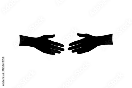 creative  two silhouetted hands extending toward icon vector illustration