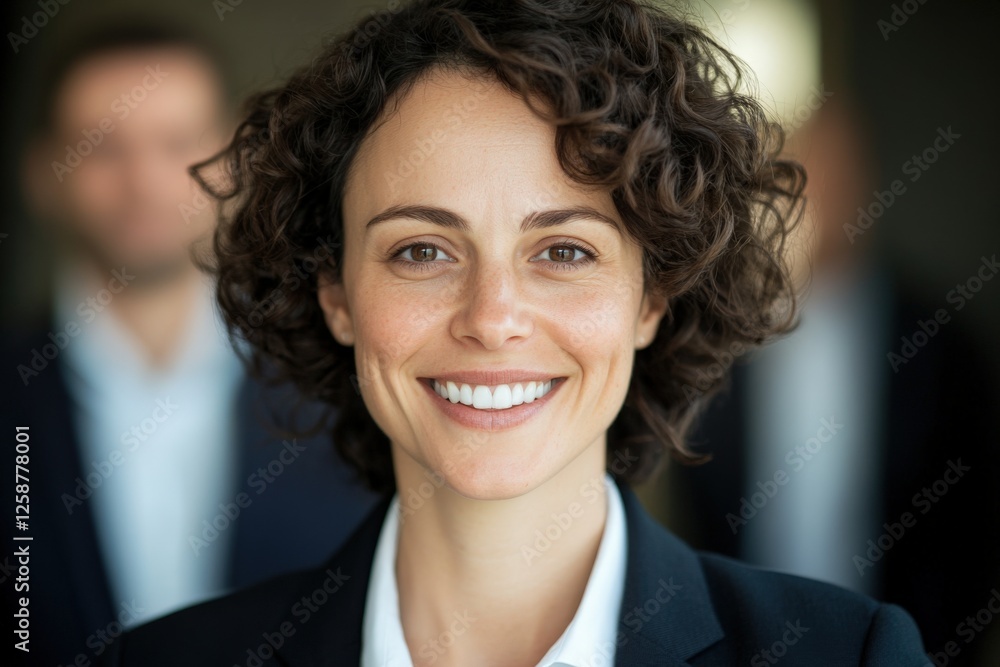 Smiling businesswoman with team Smiling businesswoman with team