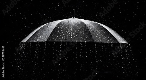 Umbrella Shielding Rain in a Dark and Moody Stormy Weather Scene
