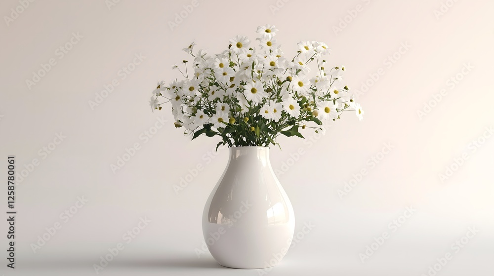 Front View of Vase with Flowers on White Background Front View of Vase with Flowers on White Background