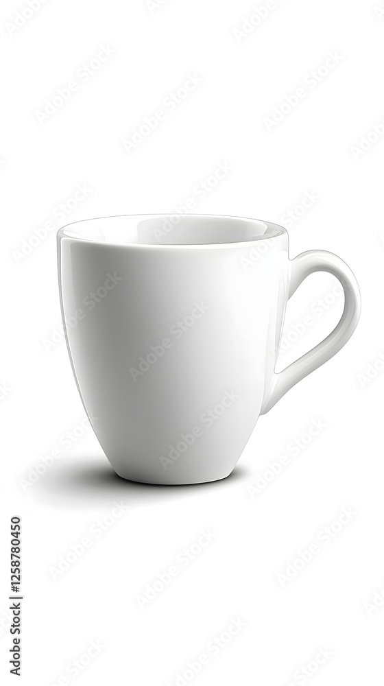 Minimalistic White Coffee Cup on White Background