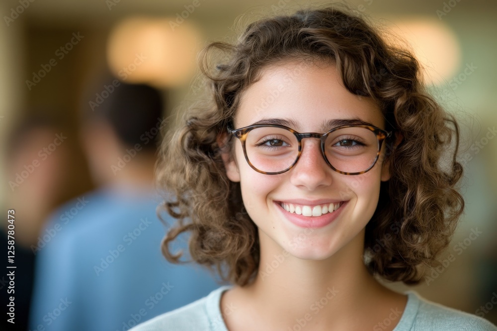 smiling girl with glasses smiling girl with glasses