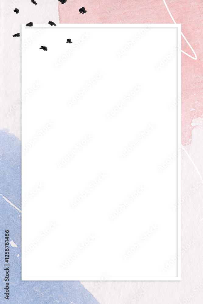 Rectangle frame on Memphis watercolor pattern background Rectangle frame on Memphis watercolor pattern background
