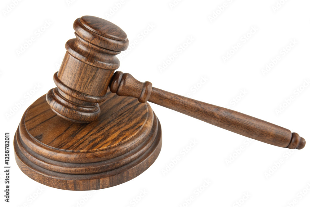 A wooden gavel and sound block, symbolizing law and authority, isolated on a transparent background. Perfect for legal, justice, or courtroom-related designs.good cutout for easy integration. A wooden gavel and sound block, symbolizing law and authority, isolated on a transparent background. Perfect for legal, justice, or courtroom-related designs.good cutout for easy integration.