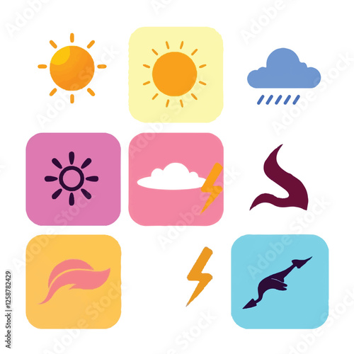 Colored weather icons collection
