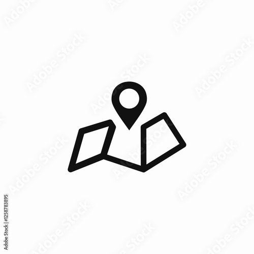 manual folded map location icon sign vector