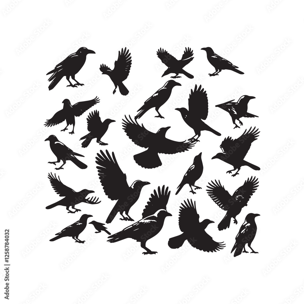 Obraz premium Crow silhouette vector file isolated on white background