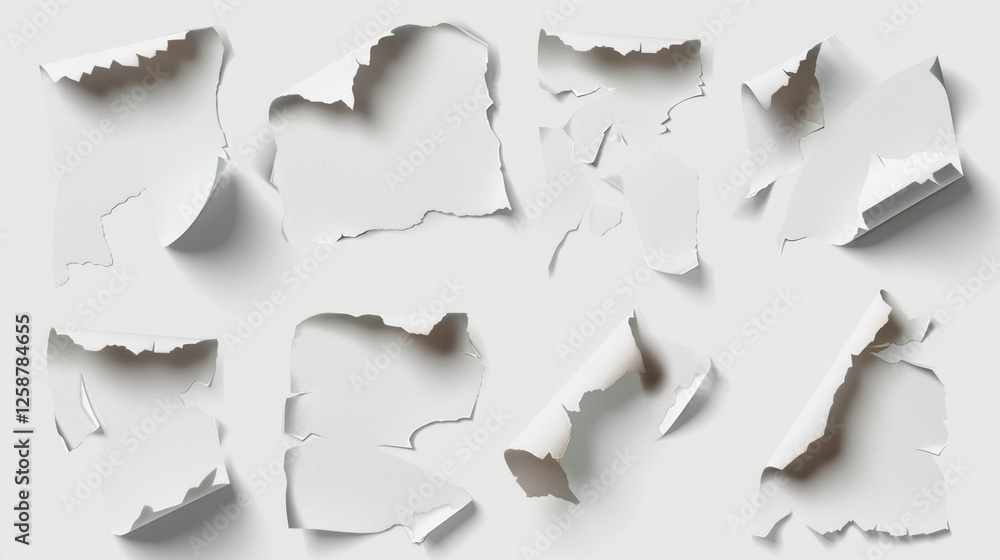 Fototapeta premium set of torn paper on white background