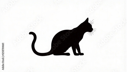 Obraz na płótnie Silhouette of a cat sitting gracefully against a white background with copy space w salonie