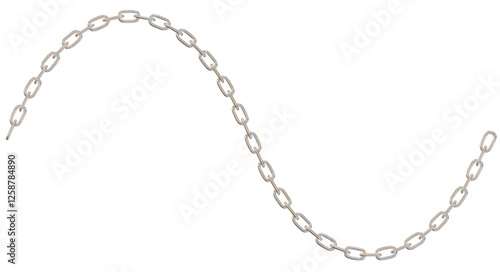 A link of silver chains in a curve.
