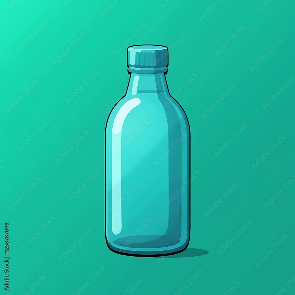 An minimalistic image of a teal bottle with a textured surface. The background is a gradient green color, adding depth and contrast. An minimalistic image of a teal bottle with a textured surface. The background is a gradient green color, adding depth and contrast.