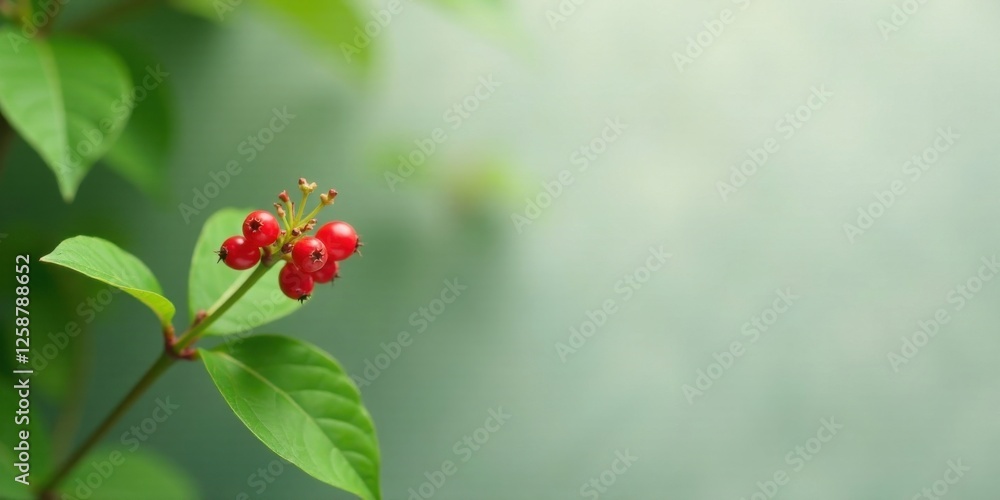 Vibrant Red Berries on Lush Green Foliage, a Close-Up Study of Nature's Beauty in a Serene Setting Vibrant Red Berries on Lush Green Foliage, a Close-Up Study of Nature's Beauty in a Serene Setting