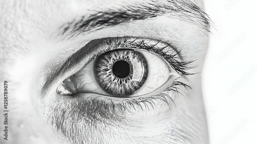 Fototapeta premium Close Up Grayscale Human Eye Detail