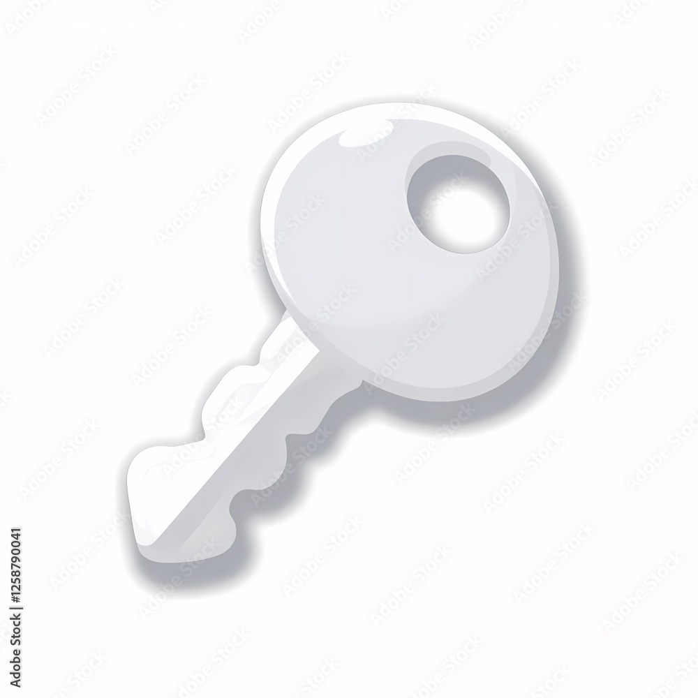 An animated image of a silver key with a transparent body. The background is a soft white color, adding depth and contrast. An animated image of a silver key with a transparent body. The background is a soft white color, adding depth and contrast.