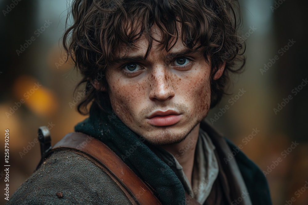 Young man with curly hair in ancient times Young man with curly hair in ancient times