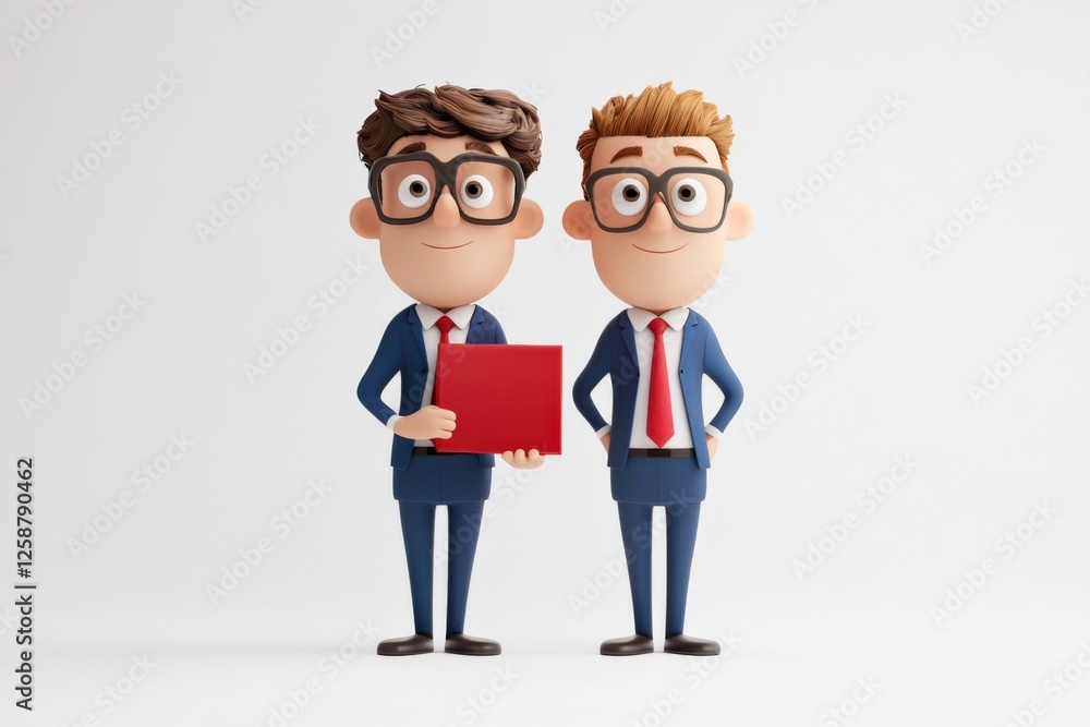 3d Cartoon Businessmen Presenting a Report 3d Cartoon Businessmen Presenting a Report