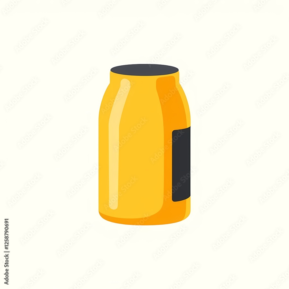 An minimalistic image of a yellow canister with a black stripe on the side. The background is a soft white color, adding depth and contrast. An minimalistic image of a yellow canister with a black stripe on the side. The background is a soft white color, adding depth and contrast.