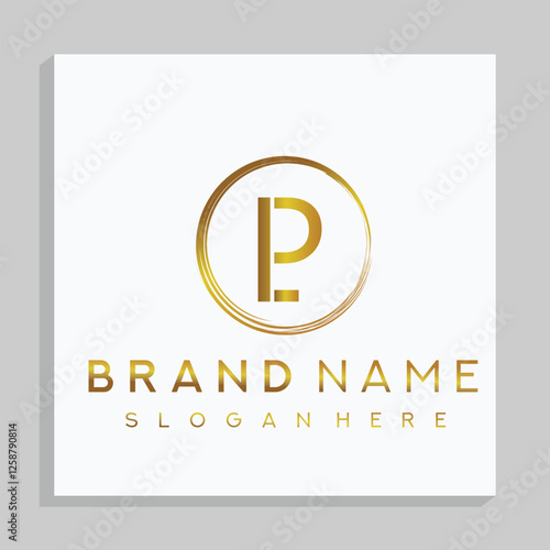 LP letter mark and branding golden colour logo design with a leaf. And your best choice.