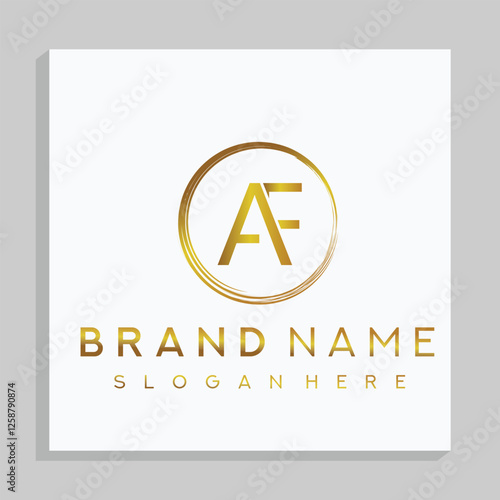 AF letter mark and branding golden colour logo design with a leaf. And your best choice.