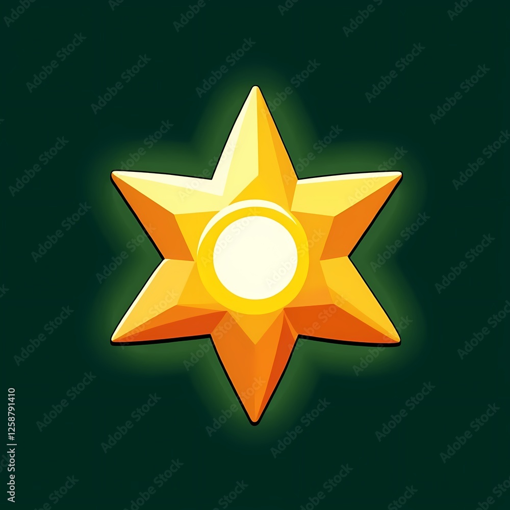 An futuristic image of a gold star with a glowing center. The background is a gradient green color, adding depth and contrast. An futuristic image of a gold star with a glowing center. The background is a gradient green color, adding depth and contrast.