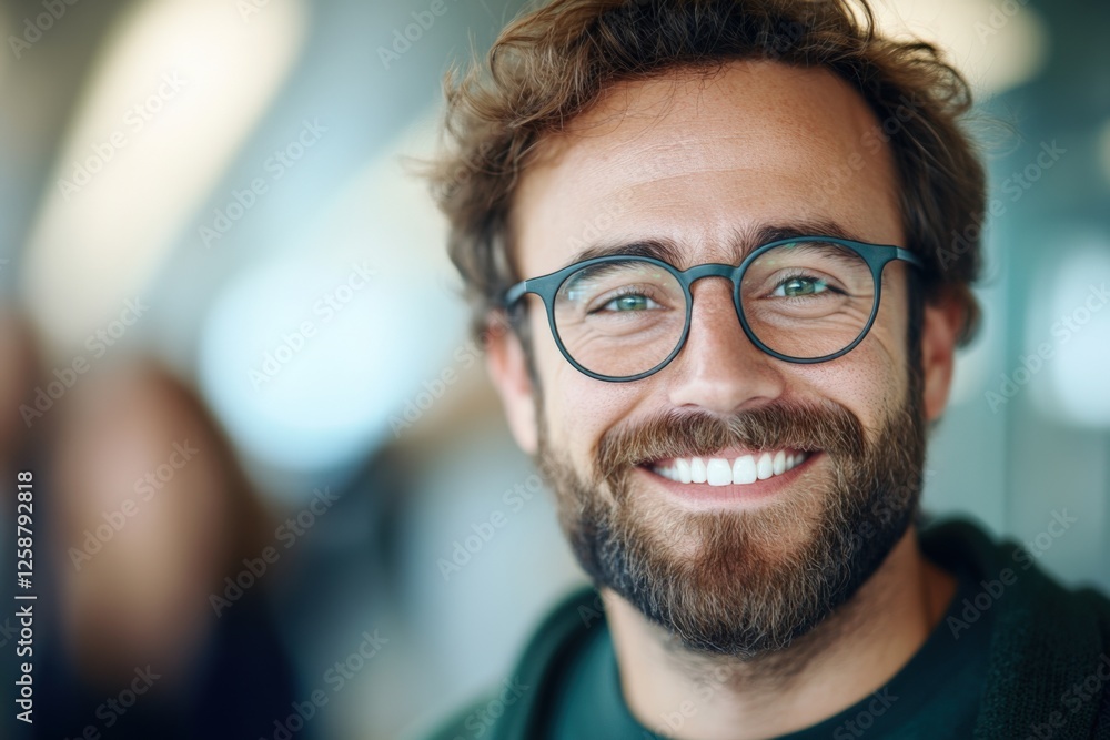 man smiling with glasses and beard man smiling with glasses and beard