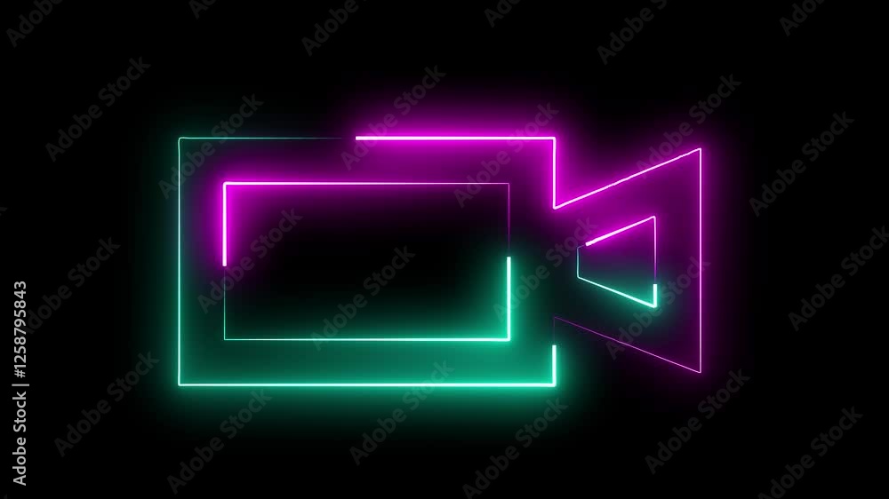 Capture the essence in virtual conference via Google Meet. Glowing neon Video Calling icon isolated on black background. 4K Video motion graphic animation. Capture the essence in virtual conference via Google Meet. Glowing neon Video Calling icon isolated on black background. 4K Video motion graphic animation.