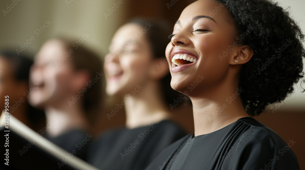 Church Choir Singing Joyfully During Worship Service Church Choir Singing Joyfully During Worship Service