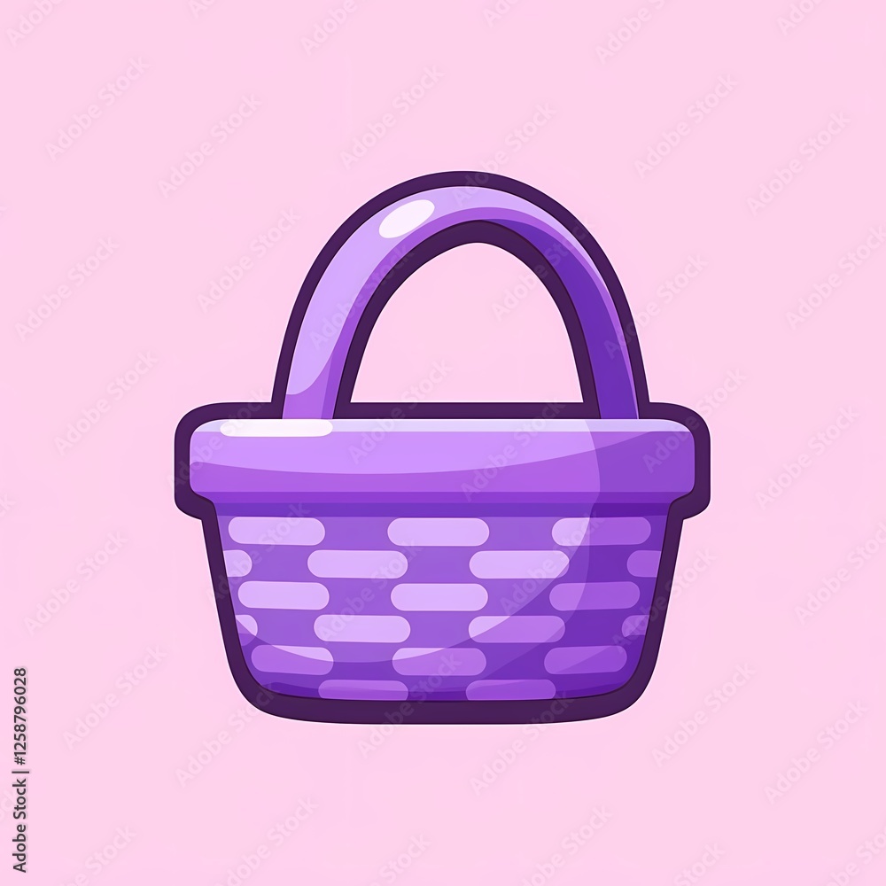 An glowing image of a purple basket with a bold outline. The background is a pastel pink color, adding depth and contrast. An glowing image of a purple basket with a bold outline. The background is a pastel pink color, adding depth and contrast.