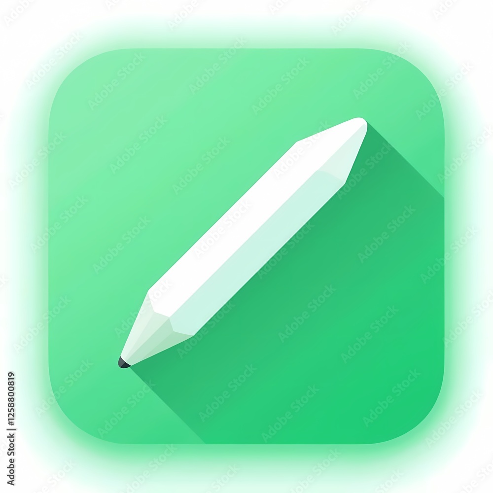 An modern image of a white pencil with a matte finish. The background is a gradient green color, adding depth and contrast. An modern image of a white pencil with a matte finish. The background is a gradient green color, adding depth and contrast.