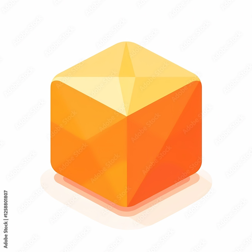 An modern image of a orange cube with geometric patterns. The background is a soft white color, adding depth and contrast. An modern image of a orange cube with geometric patterns. The background is a soft white color, adding depth and contrast.