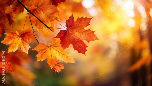 maple leaves in autumn colors beautiful fall colors defocused image bokeh background