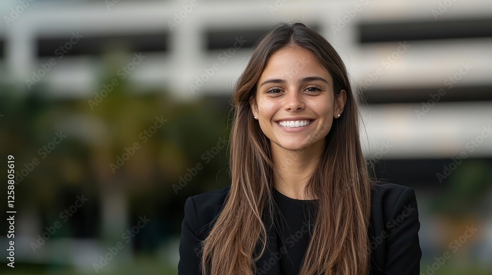 Portrait Of A Smiling Woman In A Black Blazer Portrait Of A Smiling Woman In A Black Blazer