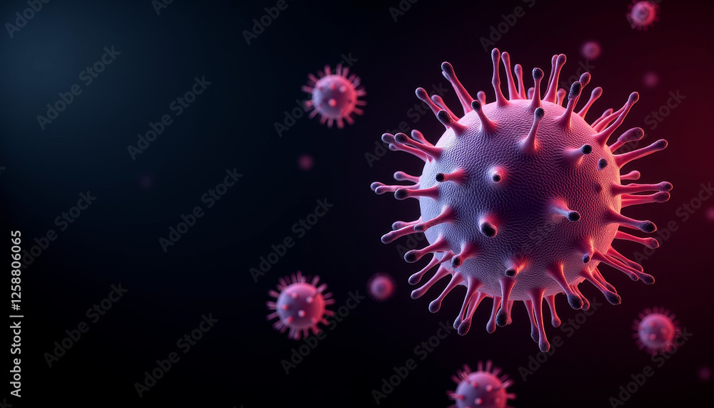 Obraz premium Artistic representation of Plasmodium malaria parasite against dark background, scientific illustration