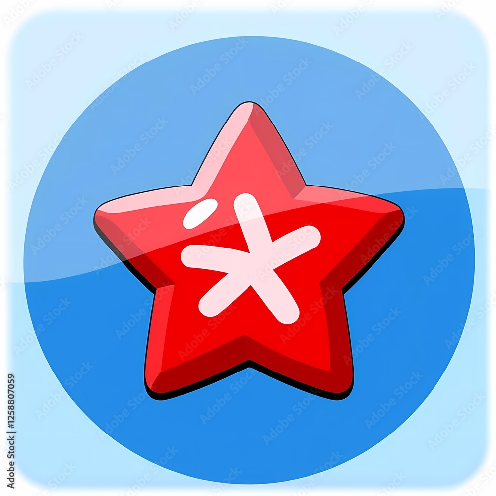 An vibrant image of a red star with a painted logo. The background is a sky blue color, adding depth and contrast. An vibrant image of a red star with a painted logo. The background is a sky blue color, adding depth and contrast.