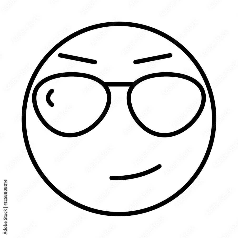 Cool Emoji Icon Outline vector symbol sign Cool Emoji Icon Outline vector symbol sign