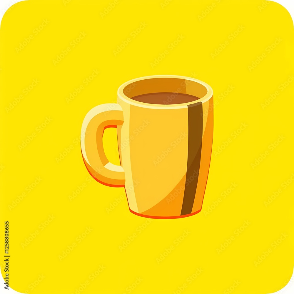 An futuristic image of a yellow mug with a black stripe on the side. The background is a vibrant yellow color, adding depth and contrast. An futuristic image of a yellow mug with a black stripe on the side. The background is a vibrant yellow color, adding depth and contrast.