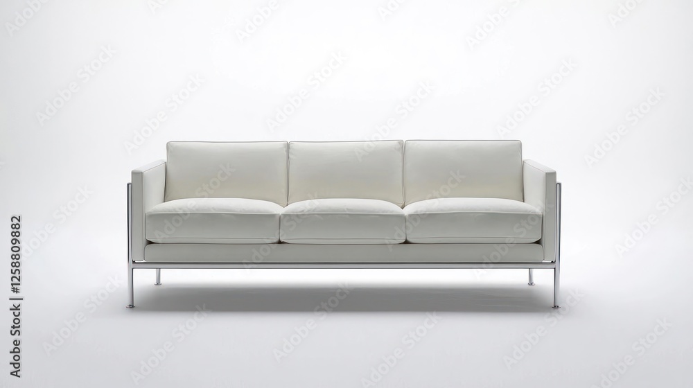 Fototapeta premium White Contemporary Sofa With Chrome Legs