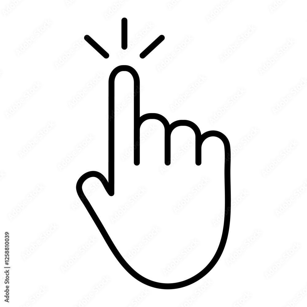 Hand clicking icon Outline vector symbol sign