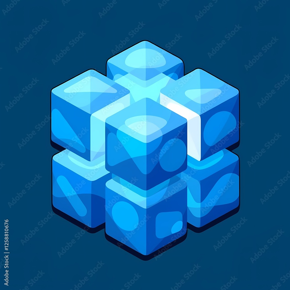An futuristic image of a blue cube with geometric patterns. The background is a icy cyan color, adding depth and contrast. An futuristic image of a blue cube with geometric patterns. The background is a icy cyan color, adding depth and contrast.